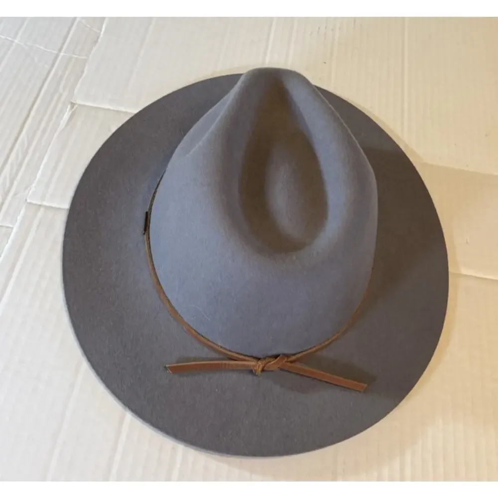 Brixton Size Large Wool Felt Fedora Hat Washed Gray Wide Brim